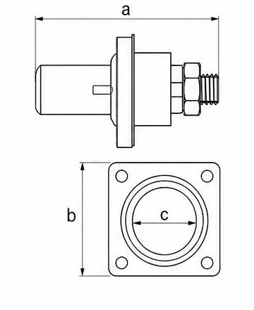 Dimension drawing — 400 A single-pole panel sockets — YKPS (IP67)
